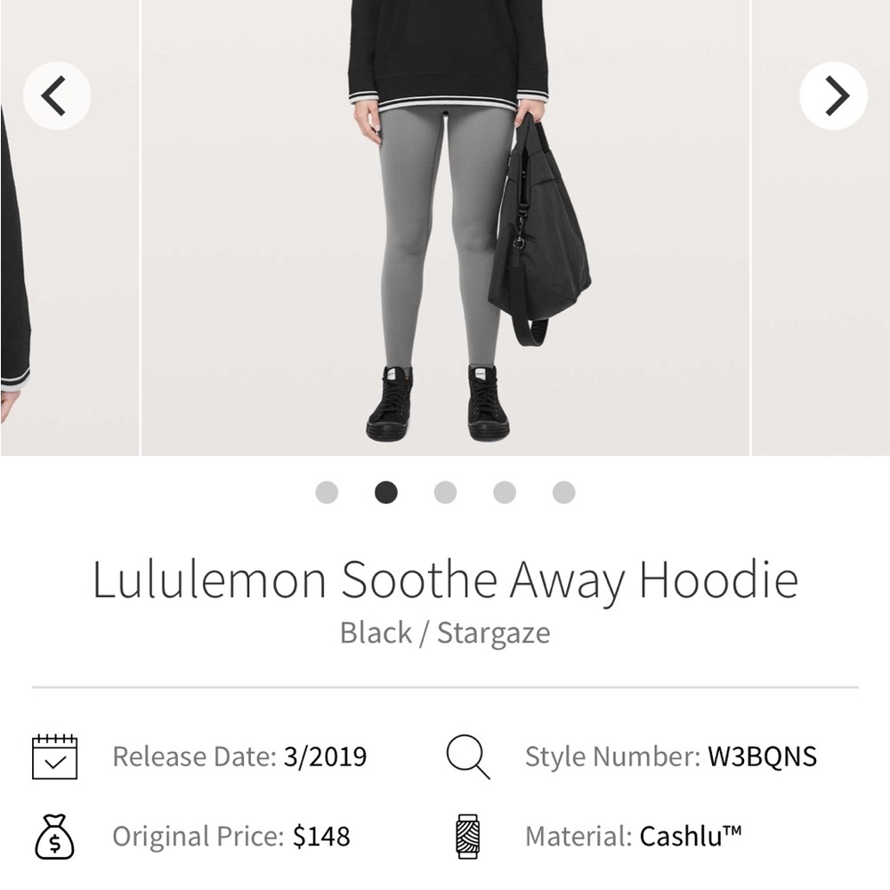 Rare Lululemon Soothe Away sweater Hoodie- size 4. Black with white accents. - Picture 5 of 5